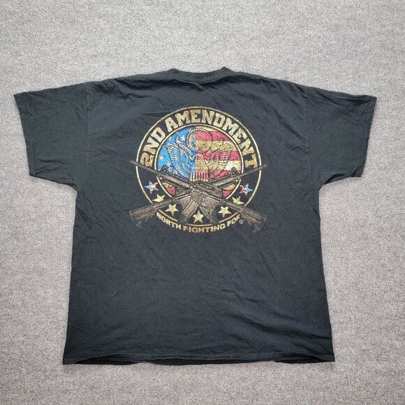 2nd Amendment Tshirt Mens 2XL Black Short Sleeve Graphic Logo Worth Fighting For - Picture 1 of 7